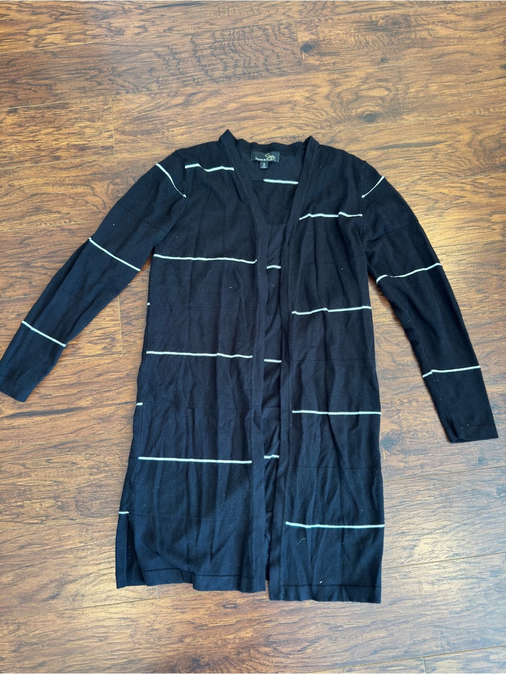 Suzanne Betro Black Cardigan with White Accent